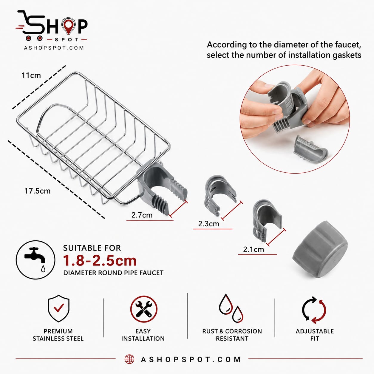 Stainless Steel Faucet Storage Holder – Kitchen Sink Organizer | Shop Spot