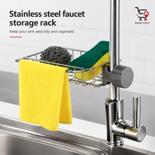 Stainless Steel Faucet Storage Holder – Kitchen Sink Organizer | Shop Spot
